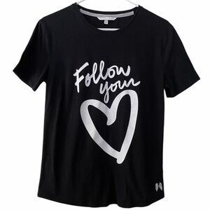 Victoria’s Secret Black ‘Follow Your Heart’ 🖤🤍 Short Sleeve Shirt / Baby Tee